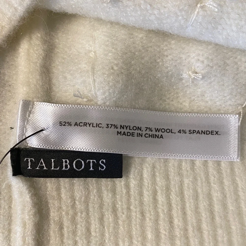 💐 Talbots White Beanie Adorned with Pearls & Gold Beads • NWT - Picture 4 of 5